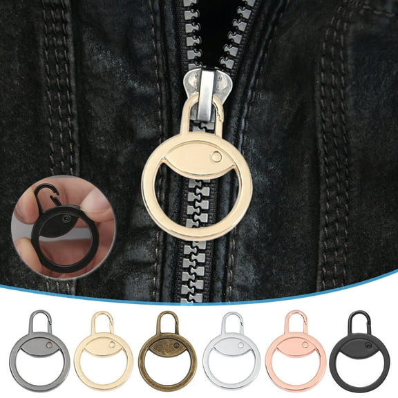 Detachable Metal Zipper Pull Tabs 6 Pack | Alloy & Steel Spring, 1.5" Long, Easy Replace Zipper Handle Extender | Lobster Clasp, Durable Lock for Jackets, Suits, Bags, Coats, Arthritis Friendly