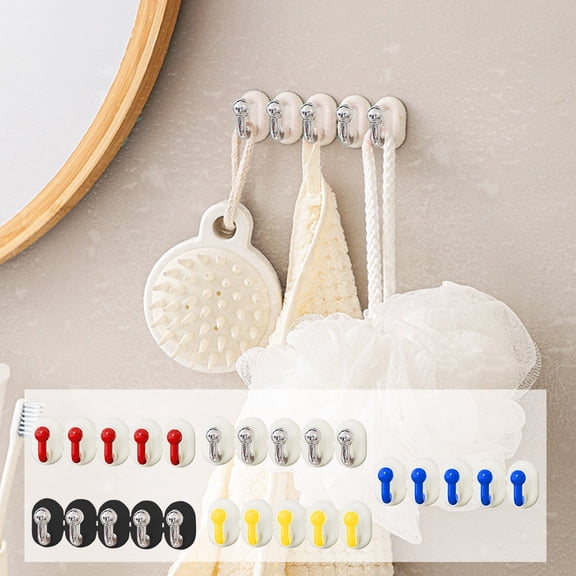Detachable No-Drill Multi-Purpose Wall Hook, Plastic, Easy Install, Reusable Hooks for Home, Kitchen, Bathroom, Various Colors, 1 Pack