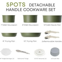 Detachable Nonstick Cookware Set - 5 Pieces (Green)