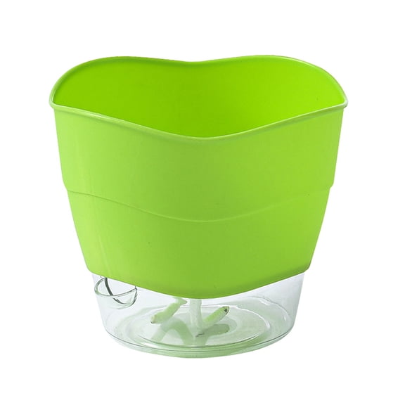 Detachable Partition Self-Watering Flower Pot, Lightweight Plastic Planter with Clear Reservoir for Balcony, Lightweight Planter, Flower Vase for Indoor Plants, 6.3×5.51×3.94 in,A13#Green