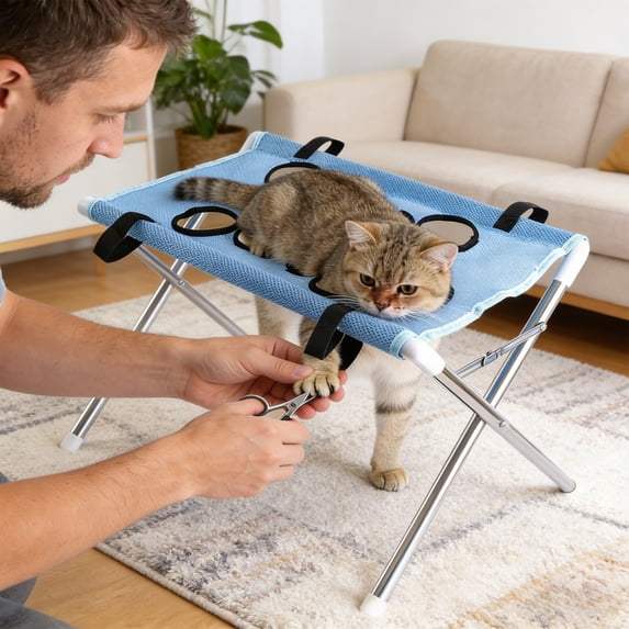 Detachable Pet Grooming Bed, Defend Scratch and Defend Bark Small Dog Hammocks, Pet Bathing Rack Suitable for Pet Nail Trimming Bathing and Hair Trimming (1PC, Blue)