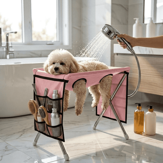 Detachable Pet Grooming Hammock and Bathing Rack Stand Washable Polyester Spandex Fabric Elevated Bed for Small Dogs and Cats Nail Trimming