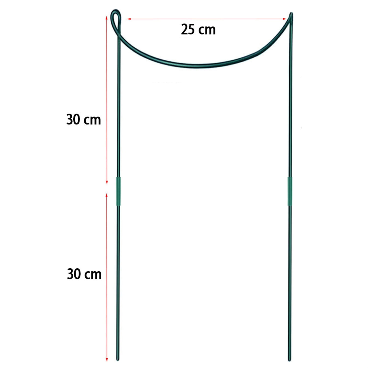 Detachable Plant Support Stakes 2 Pack, Artrylin 23.6" H x 10" W Metal Half Round Plants Tension Rods for Indoor Outdoor Large Tall Flower Vegetables Tomato Peony Rose Support
