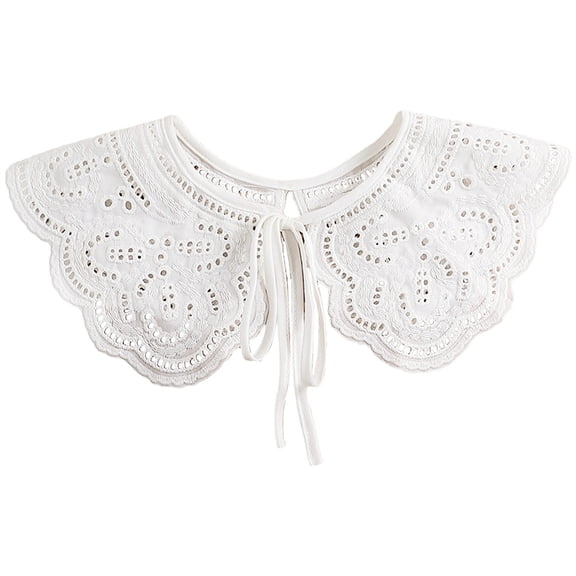 Detachable Polyester Embroidery Lady's Collars Mini Cape Garment Accessories White 450x150mm DIY