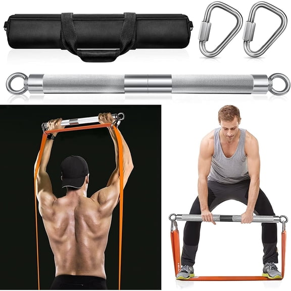 Detachable Resistance Bands Bar 30"/35.4"/38.5" Length Max Load 500LBS for  Gym Full  Workout Fitness Bar