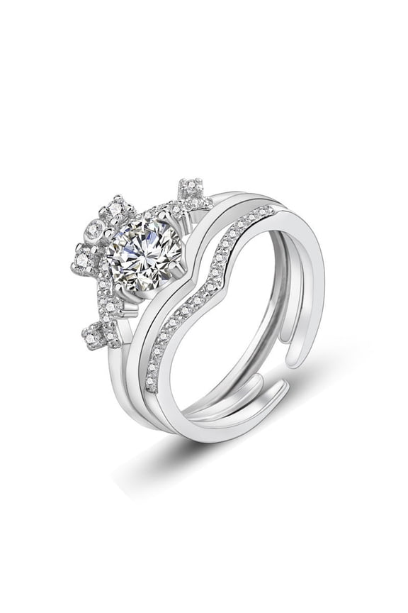 Detachable Ribbon Ring for Women, Platinum Gold Three-Piece Set, Celebrity Inspired Fashion Ring, Perfect for Everyday Wear