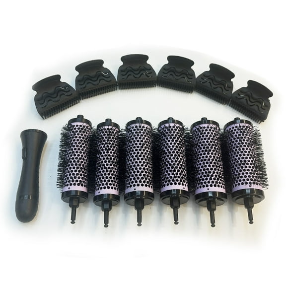 Detachable Round Hair Brush Set, 3 Sizes Barrel Styling Tool for Blow Drying with 6 Barrels 1 Handle 6 Clips, Different Hair Rollers, Click and Curl Blowout Brush to Create Your Hairstyle(Purple)