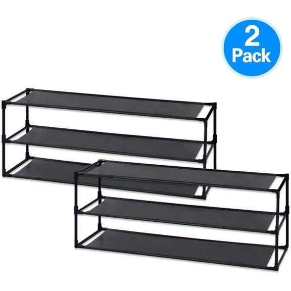 Detachable Shoe Rack Steel Shelves espresso finish metal pipes non woven fabric shoe shoe tower 3 tier 2 pack