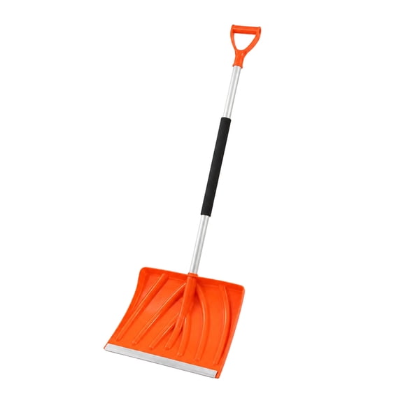 Detachable Snow Ice Mud and Sand Removal Shovel Orange 136cm Aluminum with D-Shaped Handle and Wide Blade for Garage Home Garden and Outdoor Use