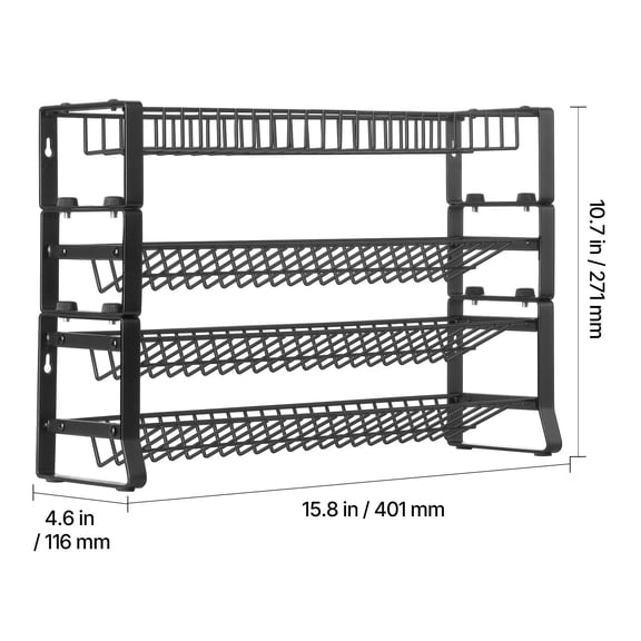Detachable Spice Rack Organizer for Cabinet,4 Tie Stackable Seasoning Organizer,Spice Jars Kitchen Storage for Countertop Kitchen Pantry Cupboard,15.8x10.7 in