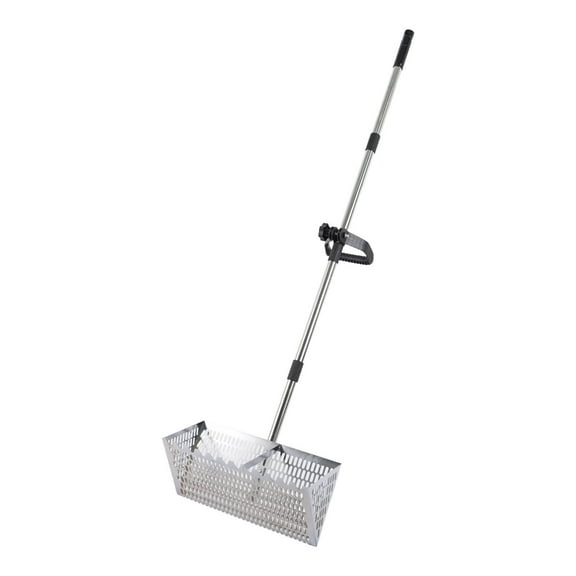 Detachable Stainless Steel Sand Flea Rake with Ergonomic Long Handle Hexagon Hole Beach Sand Sifter Rake for Beachcombing Shelling and Sand Cleaning(Silver-175cm)