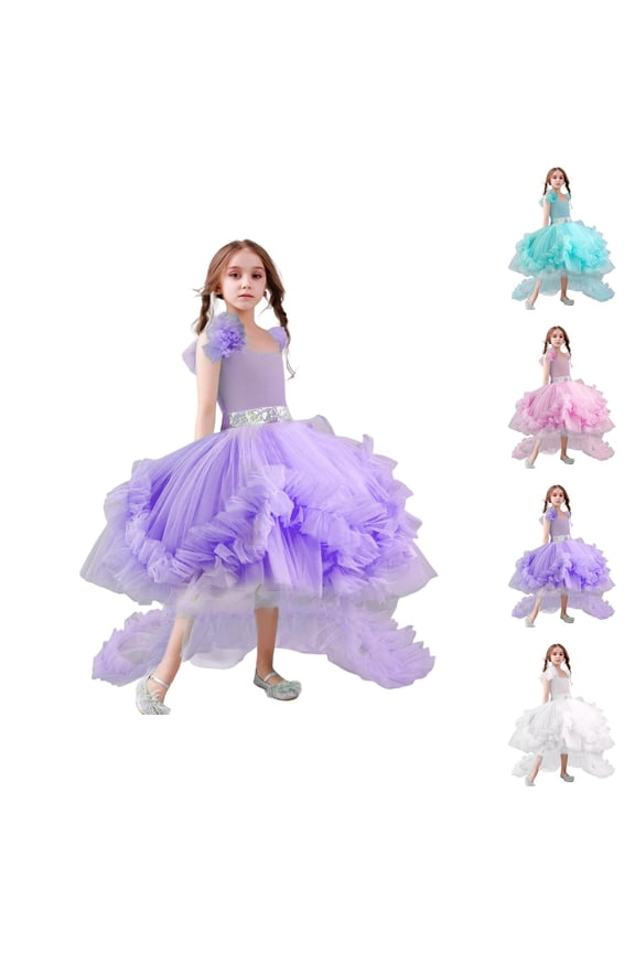 Detachable Train Tutu Dress for Girls – Convertible Formal Gown with Full Skirt, Wedding & Recital Wear, Elegant Evolution of Pink Dress for Girls Silhouette