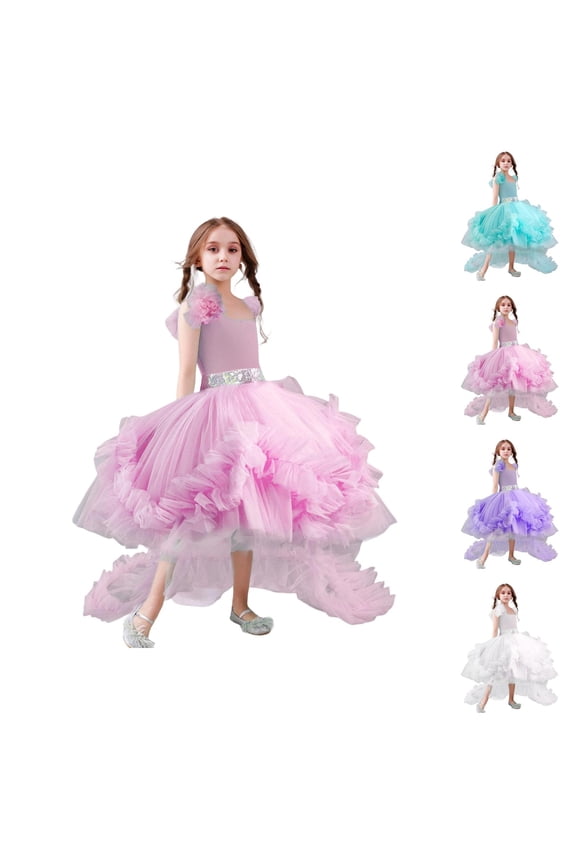 Detachable Train Tutu Dress for Girls – Convertible Formal Gown with Full Skirt, Wedding & Recital Wear, Elegant Evolution of Pink Dress for Girls Silhouette