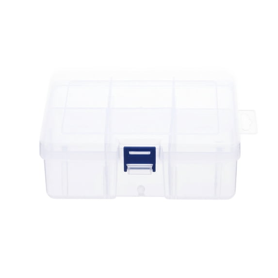 Detachable Transparent Plastic Compartment Organizer, 6.5 x 4.7 x 2.4in Clear Jewelry Storage Box for Small Parts and Beads, Fishing Gear Container with Dividers D