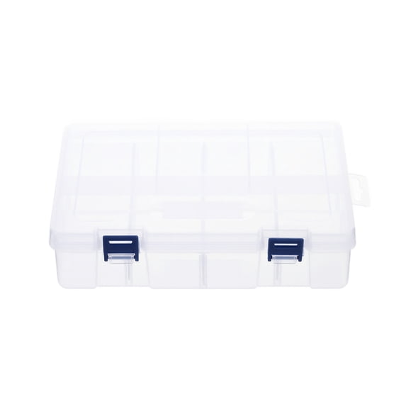 Detachable Transparent Plastic Compartment Organizer, 9.1 x 6.3 x 2.4in Clear Jewelry Storage Box for Small Parts and Beads, Fishing Gear Container with Dividers F