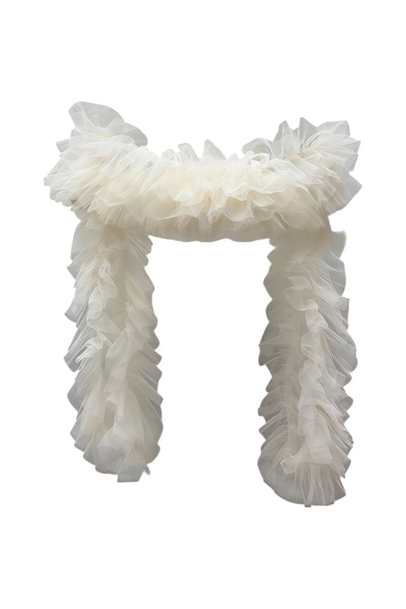 Detachable Tulle Boa Shawl, Champagne Bridal Ruffle Cape, 11.81x78.74inch