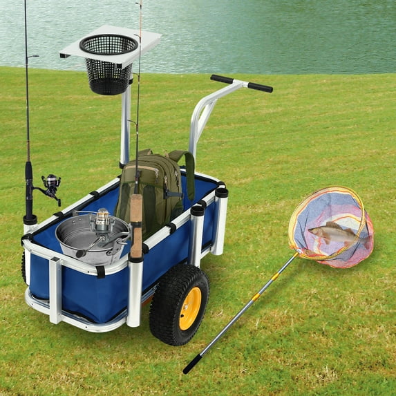 Detachable Wagon with 176lbs Weight Capacity, Outdoor Beach Fishing Cart - Blue
