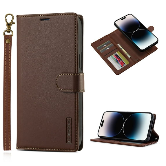 Detachable Wallet Case for Samsung Galaxy A36 5G, Card Slots Holder Premium PU Leather Magnetic Kickstand Shockproof Wrist Strap Removable Flip Protective Cover for Samsung Galaxy A36 5G, Brown