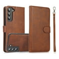 thumbnail image 1 of Detachable Wallet Case for Samsung Galaxy S22 Plus, Removable PU Leather Wrist Hand Strap 2 in 1 Design Flip Folio Cover with Card Slots Holder Magnetic Car Mount Kickstand Protective Case,Brown, 1 of 6