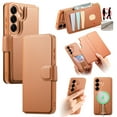 thumbnail image 1 of Detachable Wallet Case for Samsung Galaxy S25 with RFID Blocking Card Holder, Premium PU Leather Magnetic Stand Shockproof Removable Flip Protective Cover with Wristband, Brown, 1 of 14