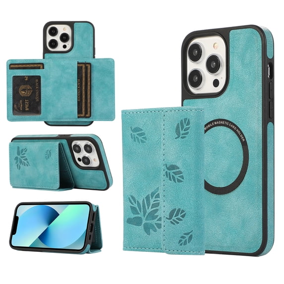 Detachable Wallet Case For iPhone 12, iPhone 12 Pro 2 in 1 removable Compatible with MagSafe Magnetic RFID Blocking Premium PU Leather Flip Case Card Slots Kickstand For iPhone 12/12 Pro, Green