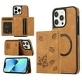thumbnail image 1 of Detachable Wallet Case For iPhone 13 Pro 2 in 1 removable Compatible with MagSafe Magnetic RFID Blocking Premium PU Leather Flip Case Card Slots Kickstand For iPhone 13 Pro, Brown, 1 of 10