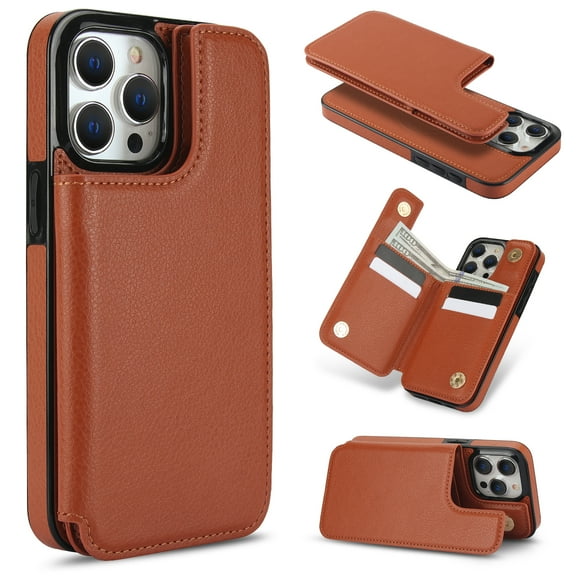 Detachable Wallet Case for iPhone 13 Pro Max RFID Blocking Card Slots Holder Premium PU Leather Magnetic Kickstand Shockproof Removable Flip Protective Cover 6.7 inch, Brown