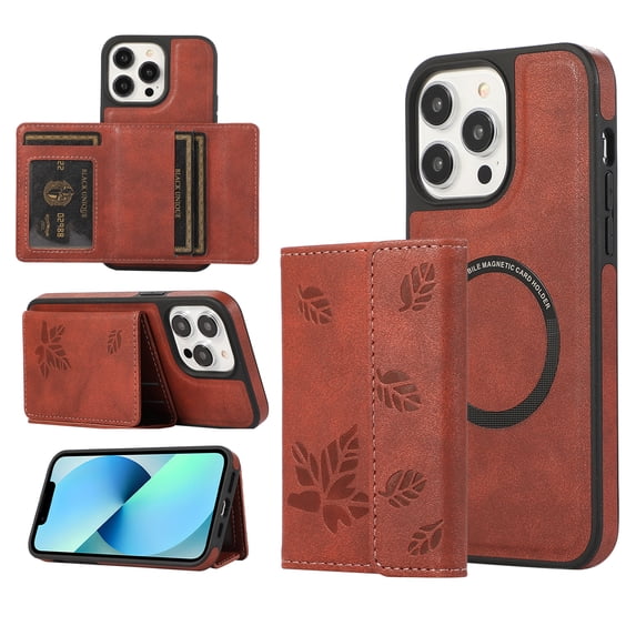 Detachable Wallet Case For iPhone 14 Pro Max 2 in 1 removable Compatible with MagSafe Magnetic RFID Blocking Premium PU Leather Flip Case Card Slots Kickstand For iPhone 14 Pro Max, Winered