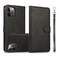 thumbnail image 1 of Detachable Wallet Case for iPhone 14 Pro, Removable PU Leather Wrist Hand Strap 2 in 1 Design Flip Folio Cover with Card Slots Holder Magnetic Car Mount Kickstand Protective Phone Case, Black, 1 of 7