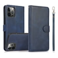 thumbnail image 1 of Detachable Wallet Case for iPhone 14 Pro, Removable PU Leather Wrist Hand Strap 2 in 1 Design Flip Folio Cover with Card Slots Holder Magnetic Car Mount Kickstand Protective Phone Case, Blue, 1 of 7