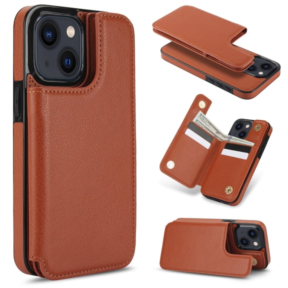Detachable Wallet Case for iPhone 15 RFID Blocking Card Slots Holder Premium PU Leather Magnetic Kickstand Shockproof Removable Flip Protective Cover 6.1 inch, Brown