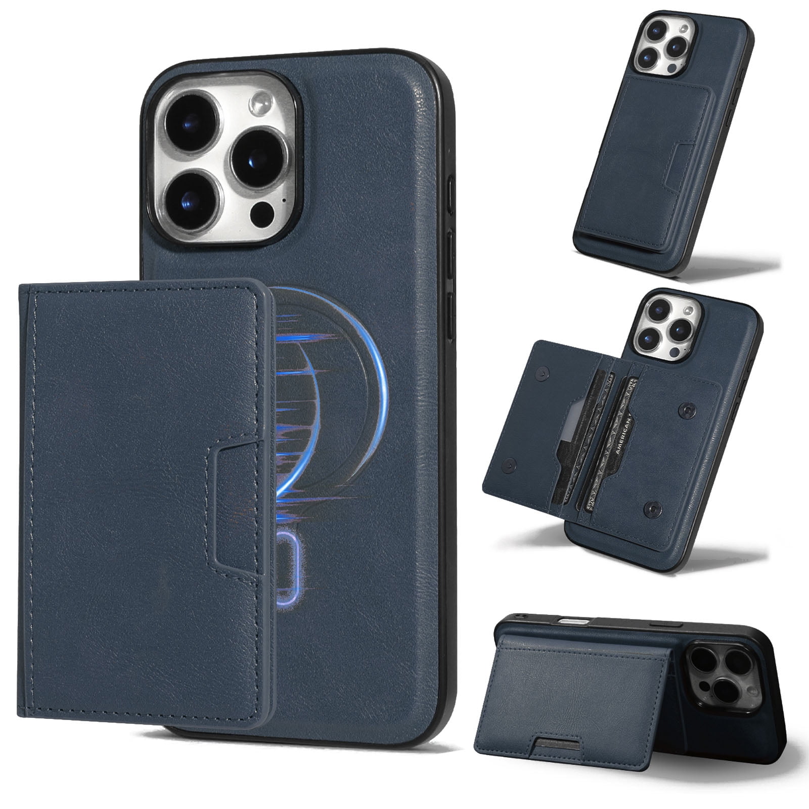 All-in-1 Detachable Wallet Case For IPhone 16 Plus - PU Leather Flip Case With 8 Card Slots, Zipper, Wrist Strap, Magnetic (Black)