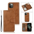 thumbnail image 1 of Detachable Wallet Case for iPhone 16 Pro, Card Slots Holder Premium PU Leather Magnetic Kickstand Shockproof Wrist Strap Removable Flip Protective Cover for iPhone 16 Pro, Brown, 1 of 9