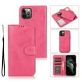 thumbnail image 1 of Detachable Wallet Case for iPhone 16 Pro, Card Slots Holder Premium PU Leather Magnetic Kickstand Shockproof Wrist Strap Removable Flip Protective Cover for iPhone 16 Pro, Rose, 1 of 9