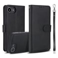 thumbnail image 1 of Detachable Wallet Case for iPhone 16E with Card Holder, PU Leather Wrist Hand Strap 2-in-1 Design Flip Cover Support Magnetic Car Mount Kickstand Protective Case for iPhone 16E, Black, 1 of 7