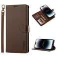 thumbnail image 1 of Detachable Wallet Case for iPhone 16e, Card Slots Holder Premium PU Leather Magnetic Kickstand Shockproof Wrist Strap Removable Flip Protective Cover for iPhone 16e, Brown, 1 of 12