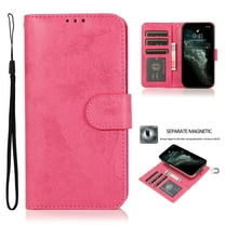 Detachable Wallet Case for iPhone 17, Card Slots Holder Premium PU Leather Magnetic Kickstand Shockproof Wrist Strap Removable Flip Protective Cover for iPhone 17, Rose