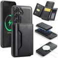 thumbnail image 1 of Detachable Wallet Compatible with Magsafe Wireless Charing for Samsung Galaxy S24 Plus Case with Card Holder Magnetic Snap, RFID Blocking Kickstand 2 in 1 Shockproof Case for Galaxy S24 Plus, Black, 1 of 9
