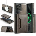 thumbnail image 1 of Detachable Wallet Compatible with Magsafe Wireless Charing for Samsung Galaxy S25 Ultra Case with Card Holder Magnetic Snap, RFID Blocking Kickstand 2 in 1 Shockproof Case for S25 Ultra, Coffee, 1 of 10