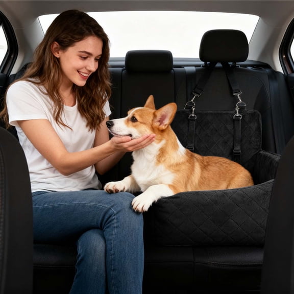 Detachable Washable Pet Car Seat with Storage Pocket Supports Up To 35lbs Soft Fabric Design for Secure Travel