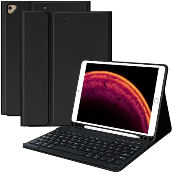 Detachable Wireless Keyboard Folio with Pencil Holder for 10.2" iPad 7th/8th/9th Gen, 10.5" iPad Air 3 / iPad Pro 10.5,Black