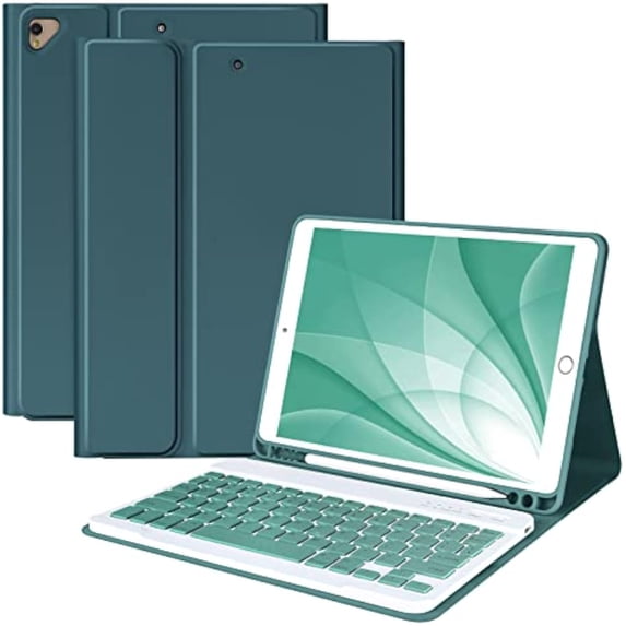 Detachable Wireless Keyboard Folio with Pencil Holder for 10.2" iPad 7th/8th/9th Gen, 10.5" iPad Air 3 / iPad Pro 10.5,Midnight Green