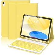 Detachable Wireless Keyboard Folio with Pencil Holder for 11-inch iPad 11th Gen 2025 A16 & 10.9-inch iPad 10th Gen 2022,Yellow
