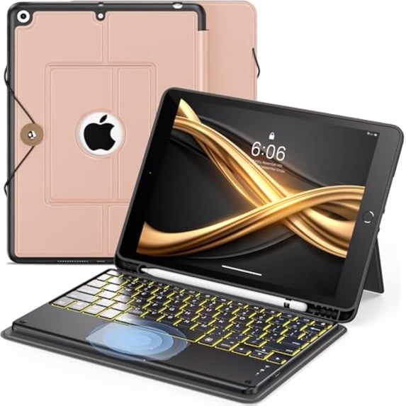 Detachable backlit keyboard case with trackpad & pencil slot for 10.2" iPad7/8/9