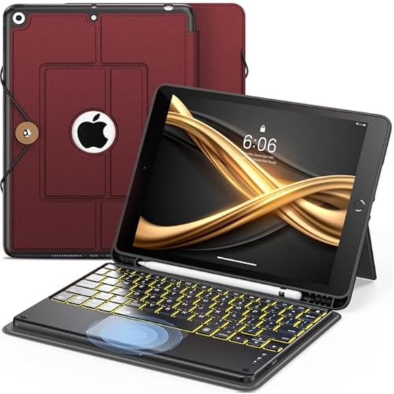 Detachable backlit keyboard case with trackpad & pencil slot for 10.2" iPad7/8/9