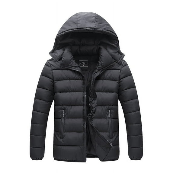 Detachable hood, men's fluffy jacket, waterproof and warm winter hooded jacket, warm and thickened ski jacket