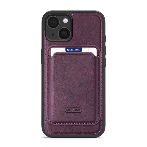 Detachable for iPhone 15 Plus Wallet Case with Card Holder, Magnetic PU Leather Credit Card Bag Protective Cover for iPhone 15 Plus Support Wireless Charging, Darkpurple