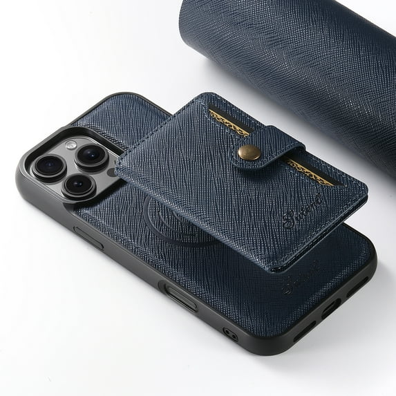 Detachable for iPhone 15 Wallet Case with Card Holder, Magnetic Phone Cover Compatible with Mag-Safe, 2-in-1 PU Leather Flip Kickstand Purse Case for iPhone 15, Blue