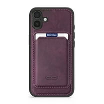 Detachable for iPhone 16 Wallet Case with Card Holder, Magnetic PU Leather Credit Card Bag Protective Cover for iPhone 16 Support Wireless Charging, Darkpurple