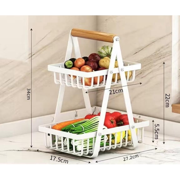 Detachable multi-layer storage rack double-layer fruit basket kitchen living room storage ornaments snacks hand-held basket